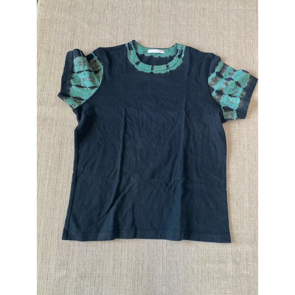 John Elliott Tie Dye Trim T Shirt Black Green Short Sleeve Size S